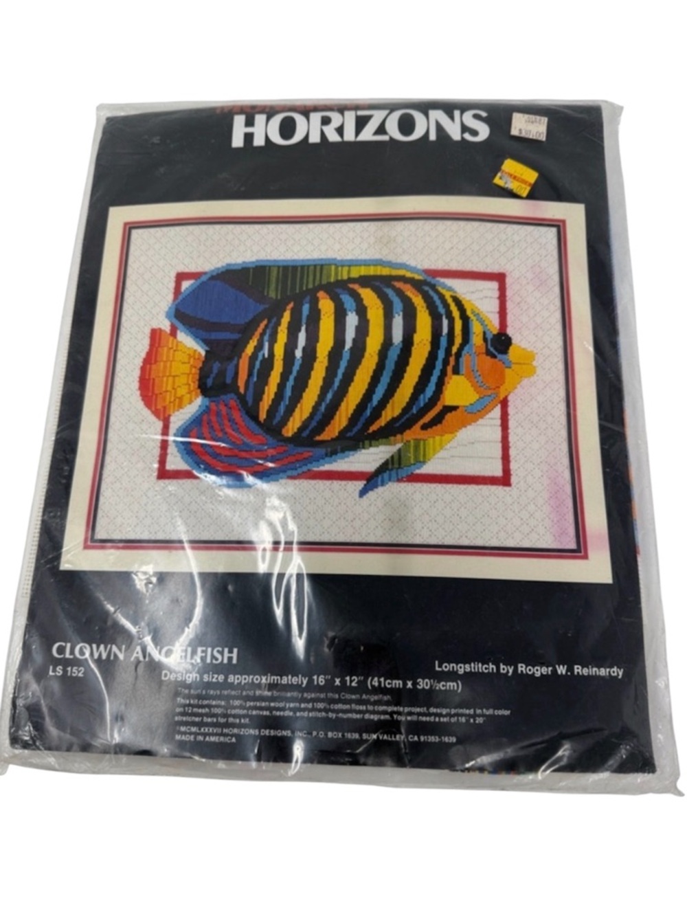 Vintage HORIZONS Clown Angelfish Longstitch Kit - Bright Multicolor Fish